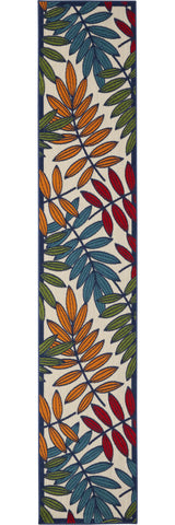 12' Runner Ivory And Blue Floral Stain Resistant Indoor Outdoor Runner Rug - Homeroots - Flyclothing LLC