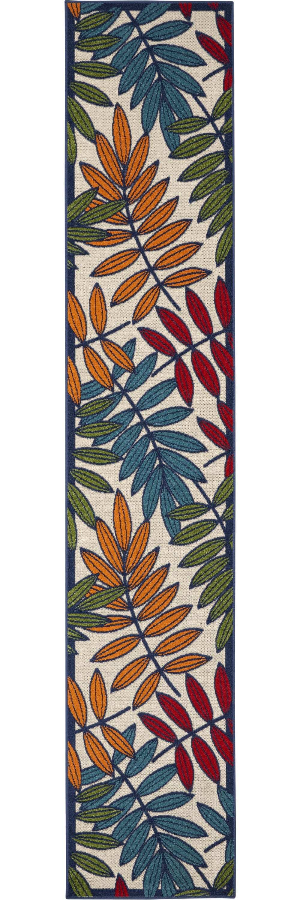 12' Runner Ivory And Blue Floral Stain Resistant Indoor Outdoor Runner Rug - Homeroots - Flyclothing LLC