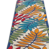 12' Runner Ivory And Blue Floral Stain Resistant Indoor Outdoor Runner Rug - Homeroots