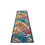 12' Runner Ivory And Blue Floral Stain Resistant Indoor Outdoor Runner Rug - Homeroots - Flyclothing LLC