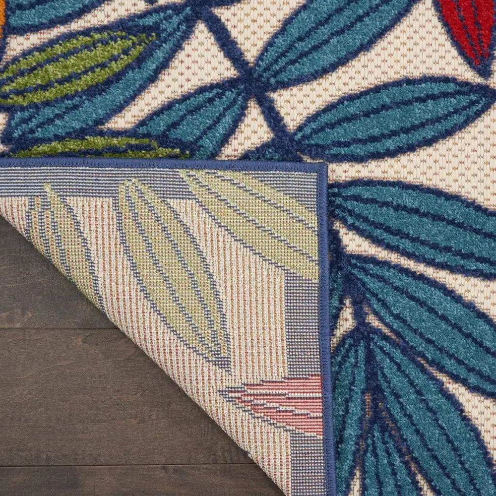 2' X 8' Ivory And Blue Floral Indoor Outdoor Area Rug - Homeroots - Flyclothing LLC