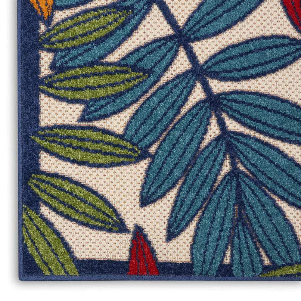 2' X 8' Ivory And Blue Floral Indoor Outdoor Area Rug - Homeroots - Flyclothing LLC