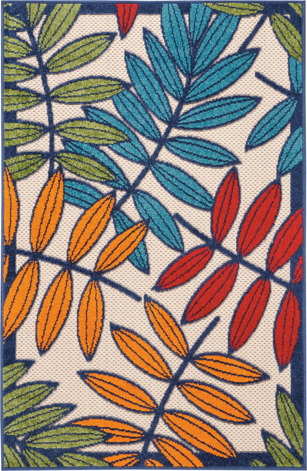 3' X 4' Ivory And Blue Floral Indoor Outdoor Area Rug - Homeroots