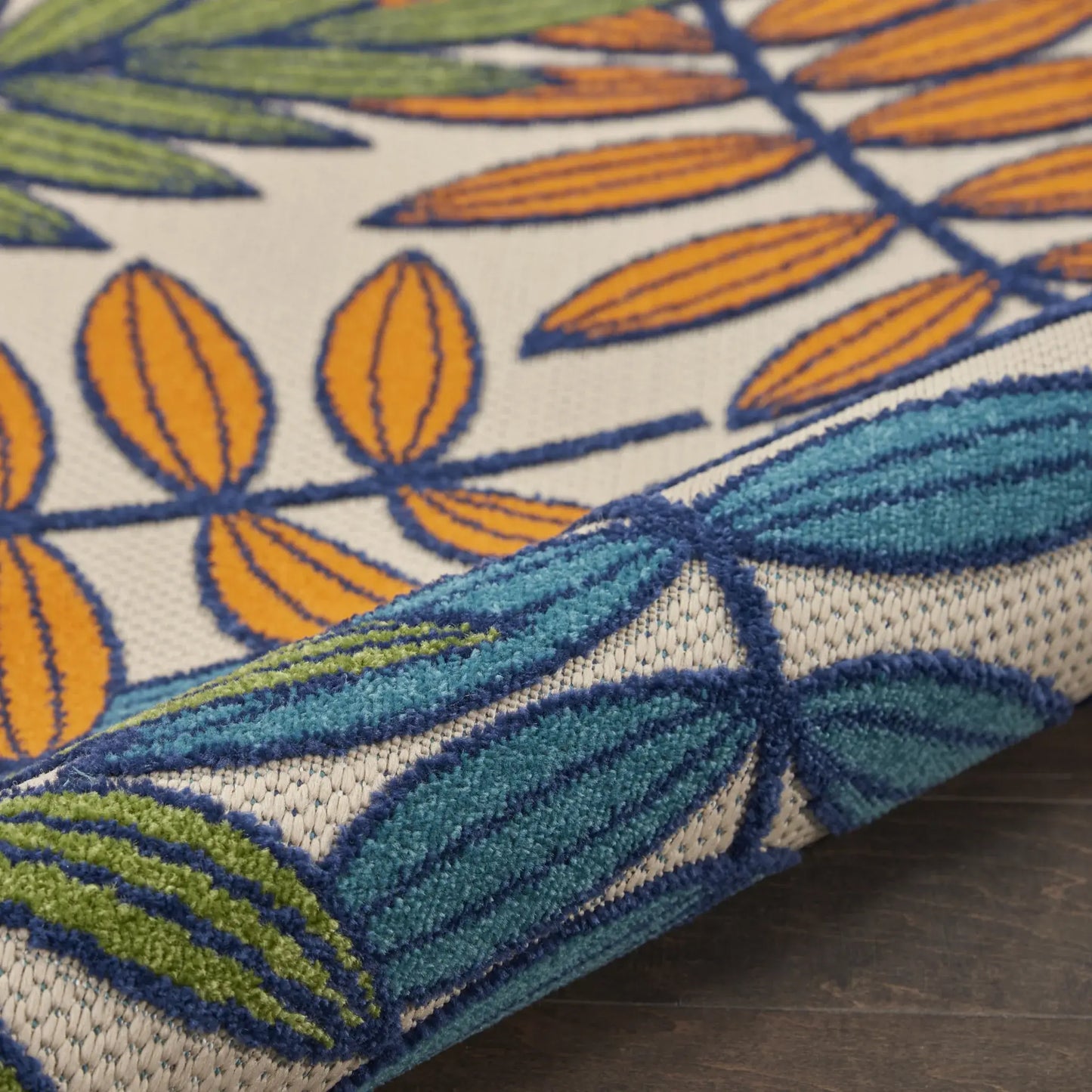 4' Round Ivory And Blue Round Floral Indoor Outdoor Area Rug - Homeroots - Flyclothing LLC