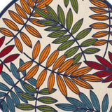 4' Round Ivory And Blue Round Floral Indoor Outdoor Area Rug - Homeroots