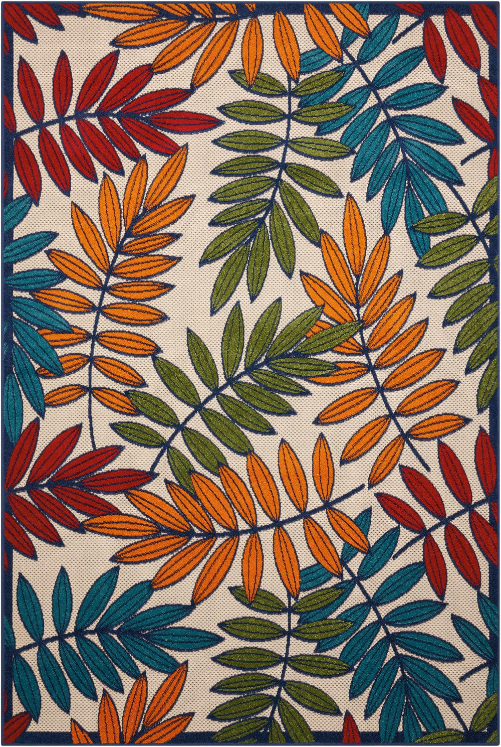 6' X 9' Ivory And Blue Floral Indoor Outdoor Area Rug - Homeroots