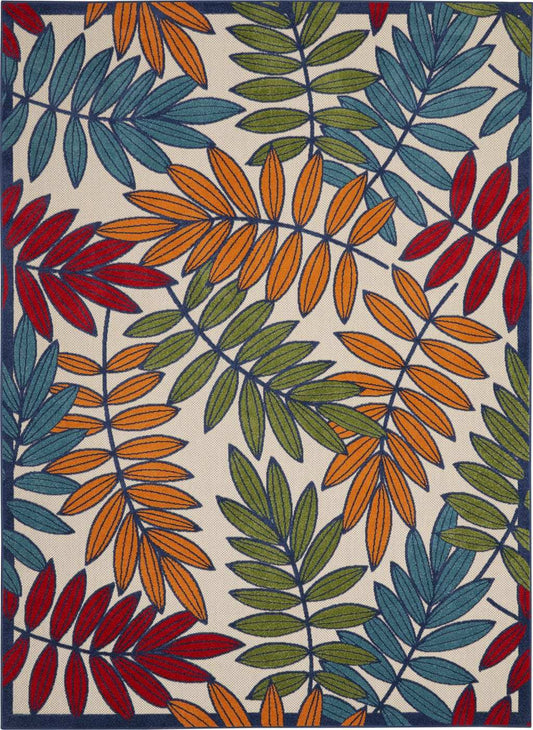 7' X 10' Ivory And Blue Floral Indoor Outdoor Area Rug - Homeroots - Flyclothing LLC
