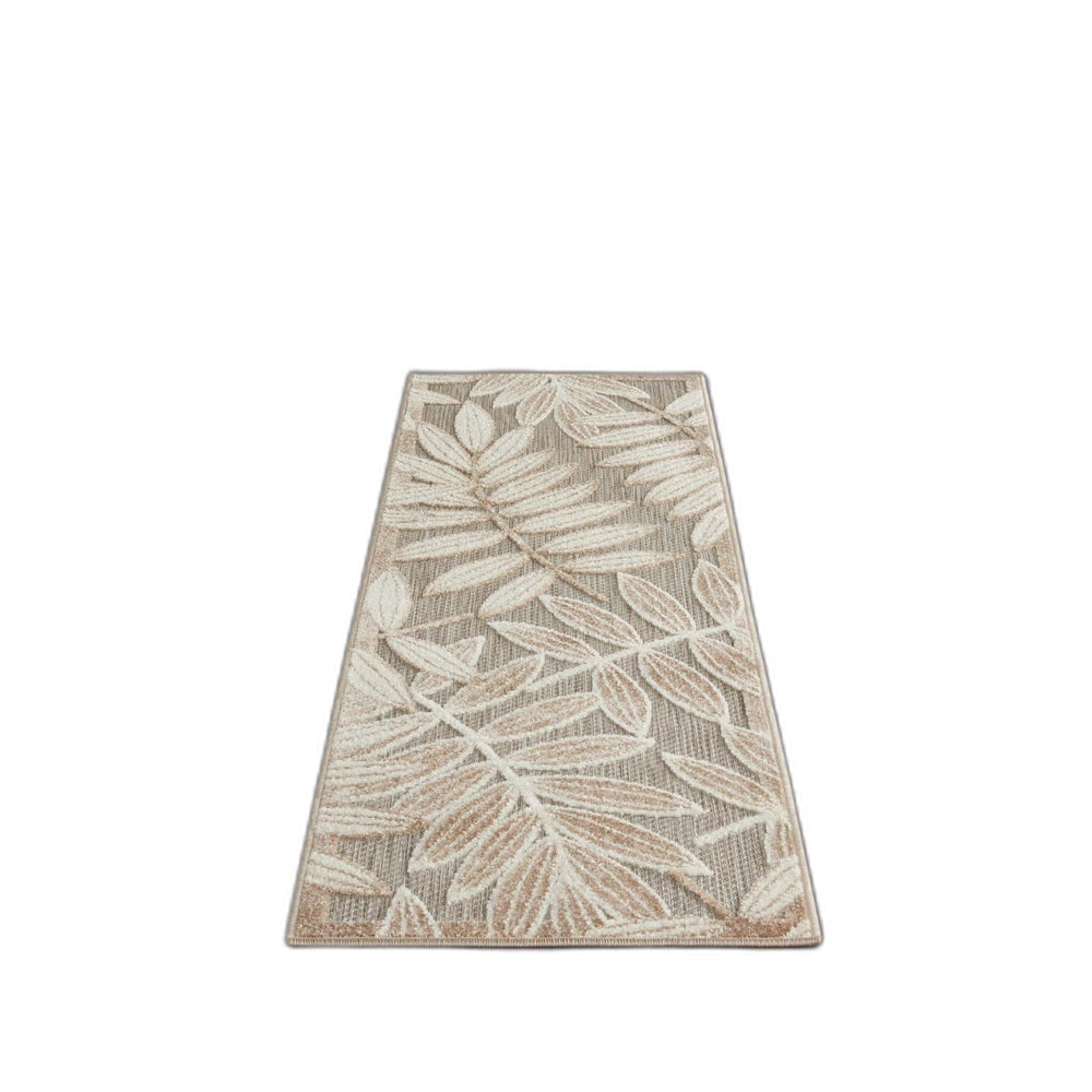 6' Runner Gray And Ivory Floral Stain Resistant Indoor Outdoor Runner Rug - Homeroots