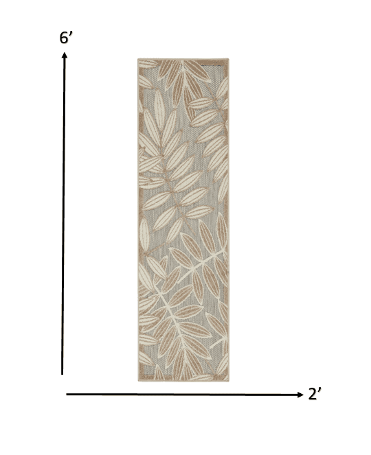 6' Runner Gray And Ivory Floral Stain Resistant Indoor Outdoor Runner Rug - Homeroots - Flyclothing LLC