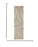6' Runner Gray And Ivory Floral Stain Resistant Indoor Outdoor Runner Rug - Homeroots