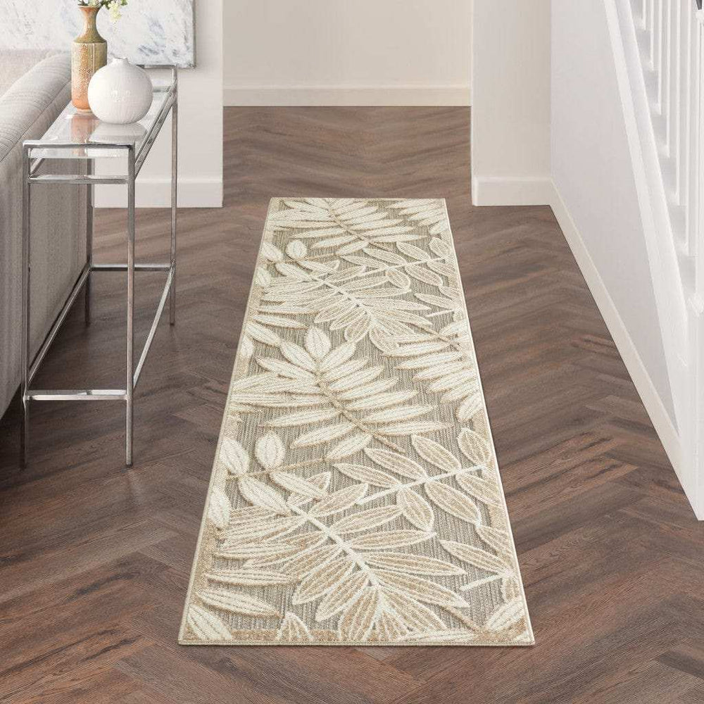 2' X 10' Gray And Ivory Floral Indoor Outdoor Area Rug - Homeroots - Flyclothing LLC
