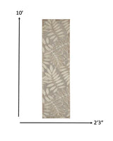 2' X 10' Gray And Ivory Floral Indoor Outdoor Area Rug - Homeroots - Flyclothing LLC