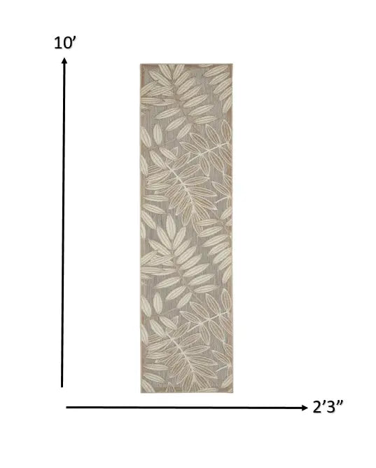 2' X 10' Gray And Ivory Floral Indoor Outdoor Area Rug - Homeroots - Flyclothing LLC