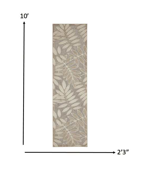 2' X 10' Gray And Ivory Floral Indoor Outdoor Area Rug - Homeroots - Flyclothing LLC