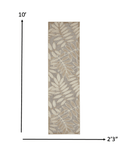 2' X 10' Gray And Ivory Floral Indoor Outdoor Area Rug - Homeroots