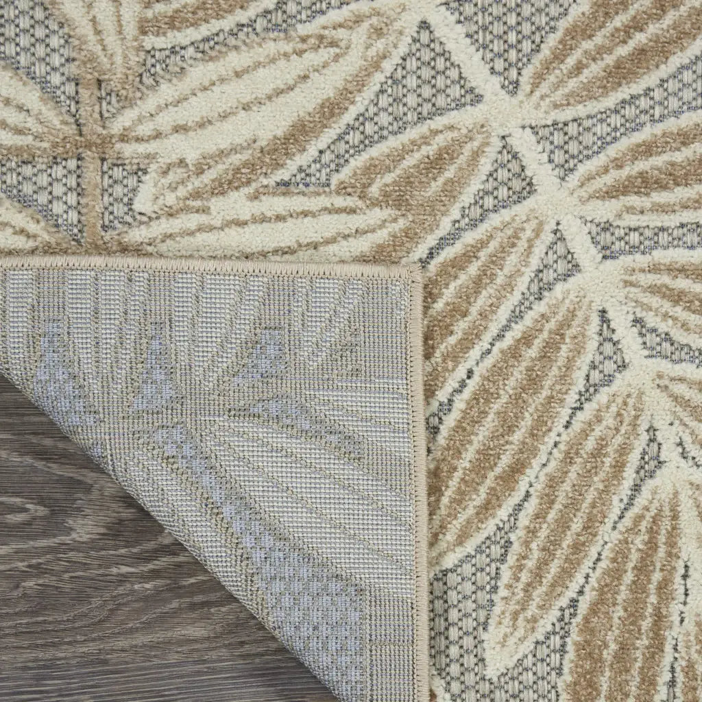 12' Runner Gray And Ivory Floral Indoor Outdoor Runner Rug - Homeroots - Flyclothing LLC