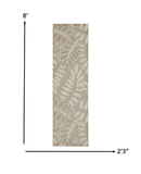 2' X 8' Gray And Ivory Floral Indoor Outdoor Area Rug