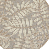 4' Round Gray And Ivory Round Floral Indoor Outdoor Area Rug - Homeroots