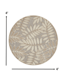 4' Round Gray And Ivory Round Floral Indoor Outdoor Area Rug - Homeroots