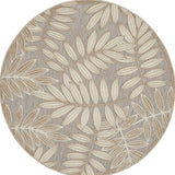 4' Round Gray And Ivory Round Floral Indoor Outdoor Area Rug - Homeroots
