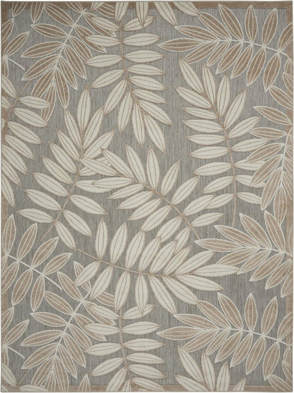 5' X 8' Gray And Ivory Floral Indoor Outdoor Area Rug - Homeroots - Flyclothing LLC