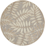 5' Round Gray And Ivory Round Floral Indoor Outdoor Area Rug - Homeroots