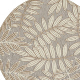 5' Round Gray And Ivory Round Floral Indoor Outdoor Area Rug - Homeroots