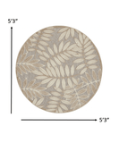 5' Round Gray And Ivory Round Floral Indoor Outdoor Area Rug - Homeroots