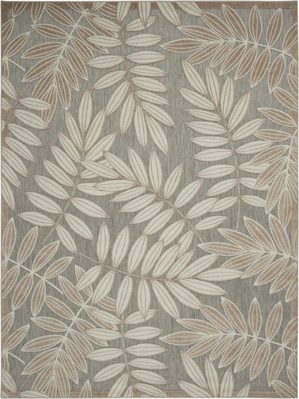 7' X 10' Natural Floral Indoor Outdoor Area Rug - Homeroots