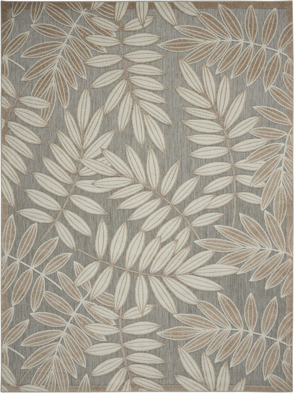 8' X 11' Gray And Ivory Floral Indoor Outdoor Area Rug - Homeroots
