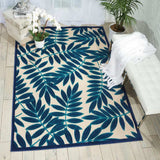 5' X 8' Blue And Ivory Floral Indoor Outdoor Area Rug - Homeroots - Flyclothing LLC