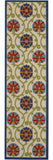 2' X 10' Ivory And Blue Floral Indoor Outdoor Area Rug - Homeroots