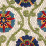 3' X 4' Ivory And Blue Floral Indoor Outdoor Area Rug