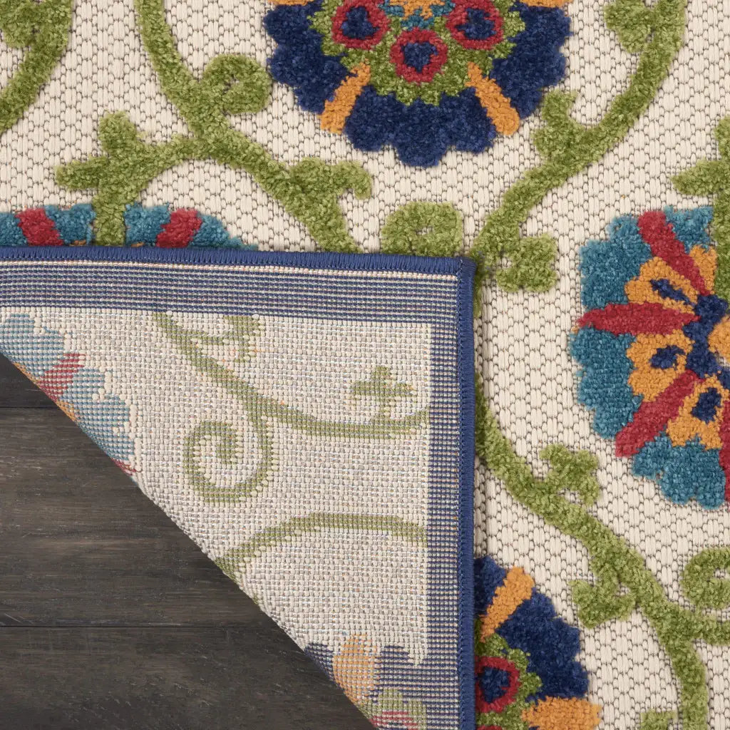 3' X 4' Ivory And Blue Floral Indoor Outdoor Area Rug - Homeroots - Flyclothing LLC