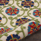 3' X 4' Ivory And Blue Floral Indoor Outdoor Area Rug - Homeroots - Flyclothing LLC