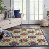 4' X 6' Ivory And Blue Floral Indoor Outdoor Area Rug - Homeroots - Flyclothing LLC