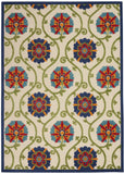 4' X 6' Ivory And Blue Floral Indoor Outdoor Area Rug - Homeroots