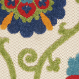 5' Round Ivory And Blue Round Floral Indoor Outdoor Area Rug - Homeroots
