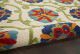 6' X 9' Ivory And Blue Floral Indoor Outdoor Area Rug - Homeroots - Flyclothing LLC
