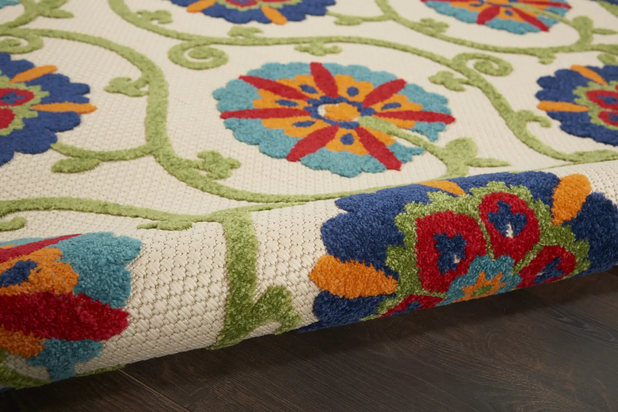 6' X 9' Ivory And Blue Floral Indoor Outdoor Area Rug - Homeroots - Flyclothing LLC