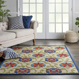 6' X 9' Ivory And Blue Floral Indoor Outdoor Area Rug - Homeroots - Flyclothing LLC