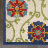 6' X 9' Ivory And Blue Floral Indoor Outdoor Area Rug - Homeroots