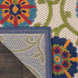 7' X 10' Ivory And Blue Floral Indoor Outdoor Area Rug - Homeroots