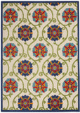 7' X 10' Ivory And Blue Floral Indoor Outdoor Area Rug - Homeroots