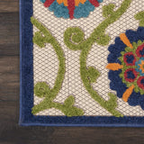 7' X 10' Ivory And Blue Floral Indoor Outdoor Area Rug - Homeroots