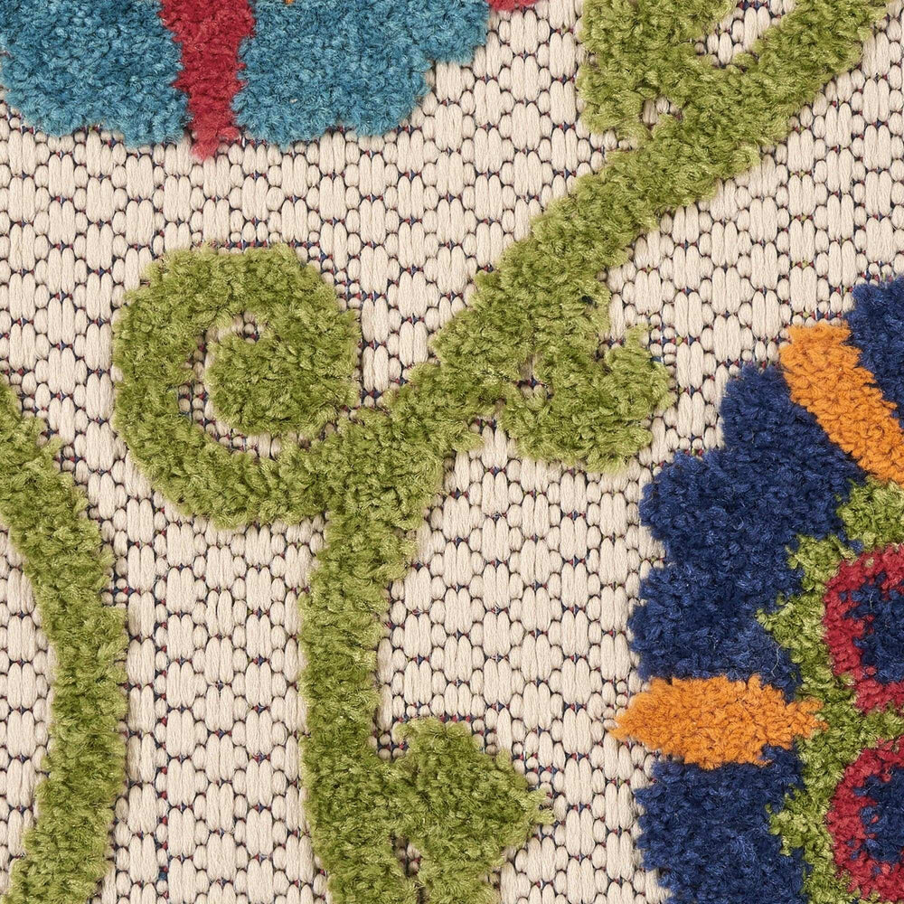 8' X 11' Ivory And Blue Floral Indoor Outdoor Area Rug - Homeroots - Flyclothing LLC