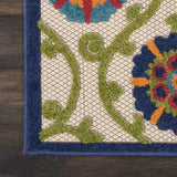 8' X 11' Ivory And Blue Floral Indoor Outdoor Area Rug - Homeroots - Flyclothing LLC