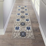 2' X 6' Blue And Gray Floral Indoor Outdoor Area Rug - Homeroots