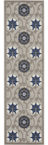2' X 8' Blue And Gray Floral Indoor Outdoor Area Rug - Homeroots - Flyclothing LLC