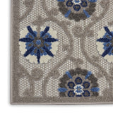 2' X 10' Blue And Gray Floral Indoor Outdoor Area Rug - Homeroots